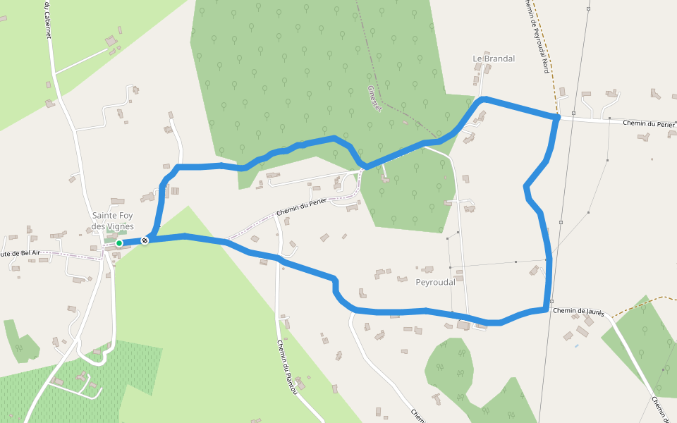 Boucle du Brandal walking route map in Bergerac