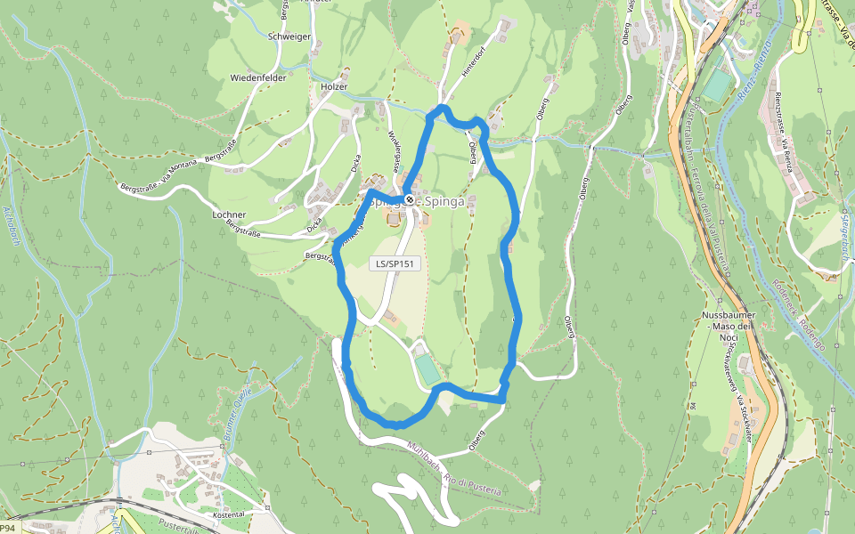Rundweg Spinges walking route map in Spinga