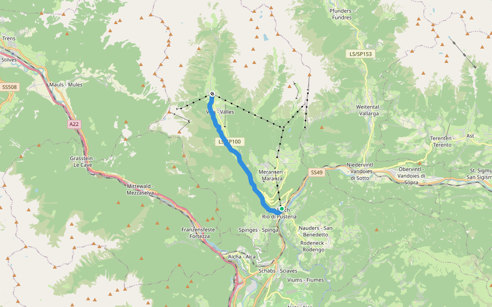 Talweg walking route map in Rio di Pusteria