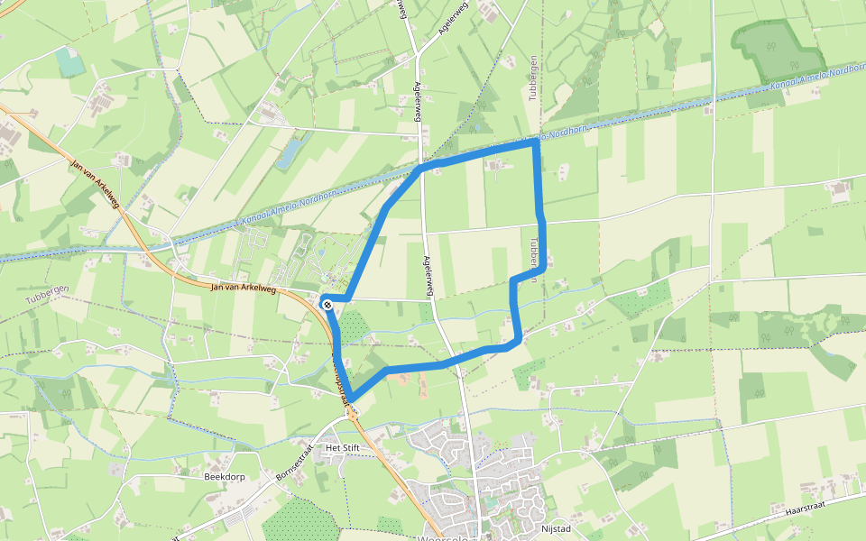 WNW Twente - Molenhof - oranje route walking route map in Reutum