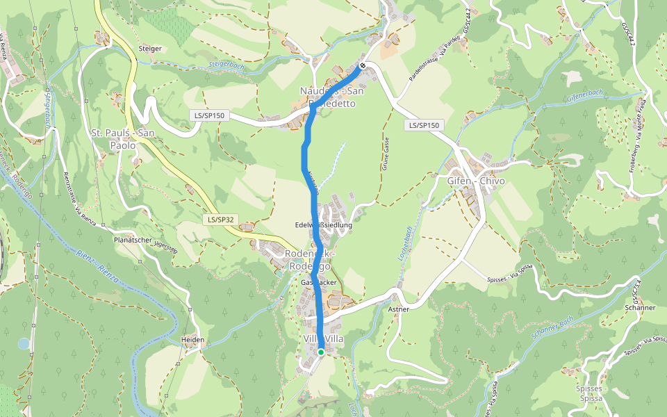 Kirchsteig walking route map in Villa
