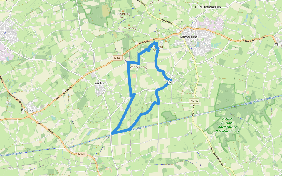 WNW Twente -Groot-Agelo - gele route walking route map in Agelo