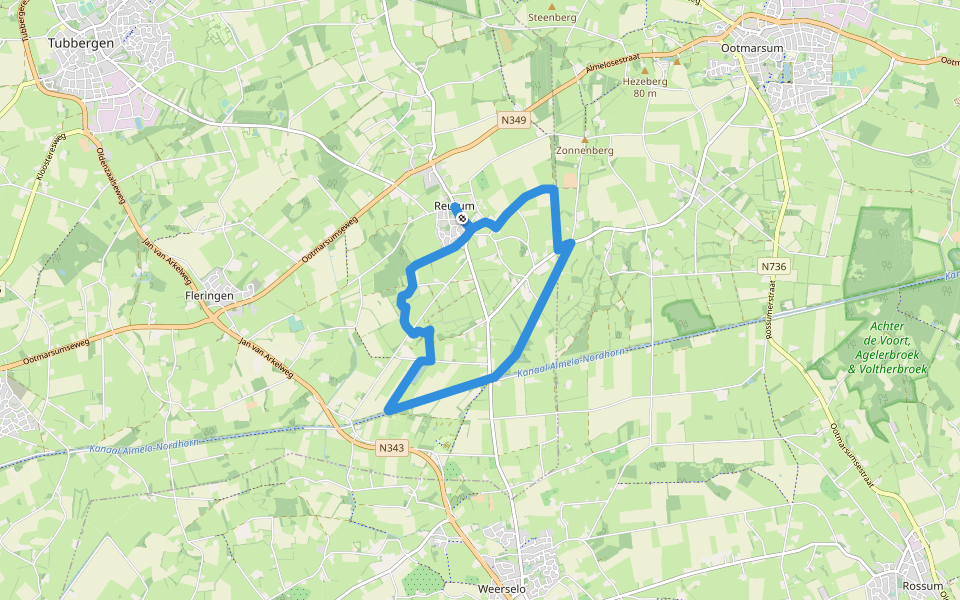 WNW Twente - Reutum - blauwe route walking route map in Reutum