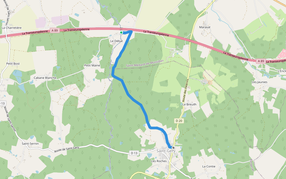 Liaison walking route map in Beaupouyet