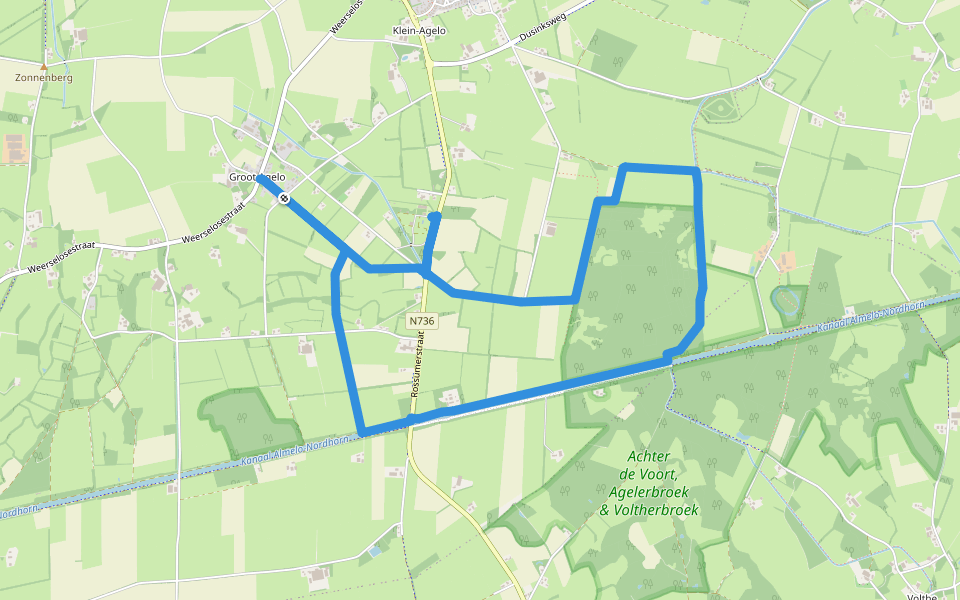 WNW Twente - Agelerbroek/Groot-Agelo - groene route walking route map in Agelo