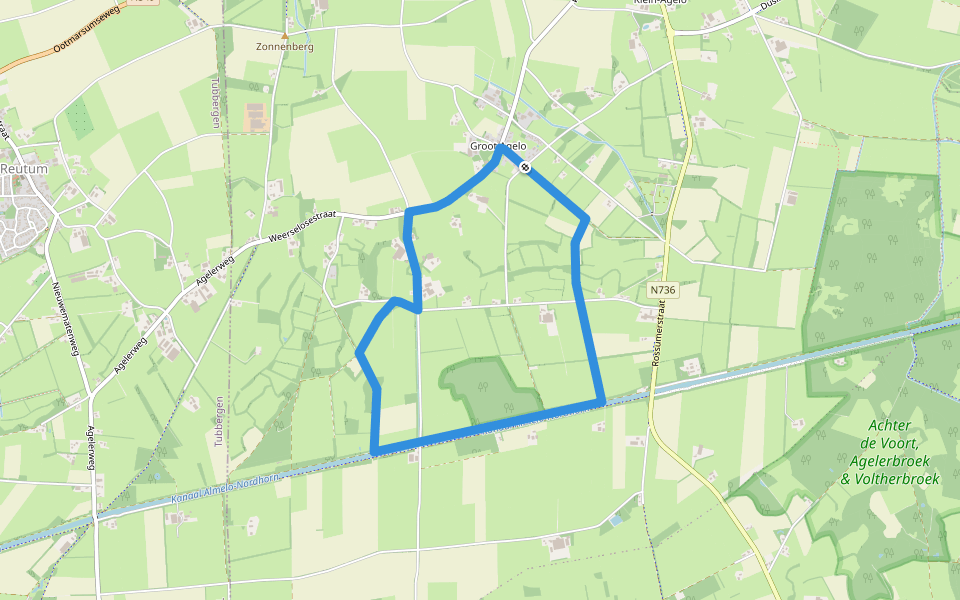 WNW Twente - Groot-Agelo - rode route walking route map in Agelo