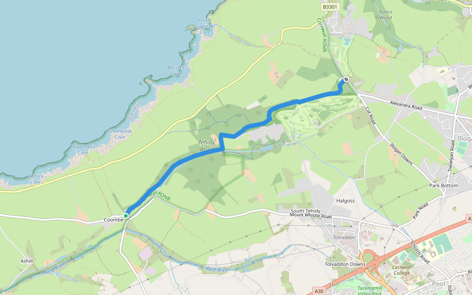 Illogan BR 2 walking route map in Camborne