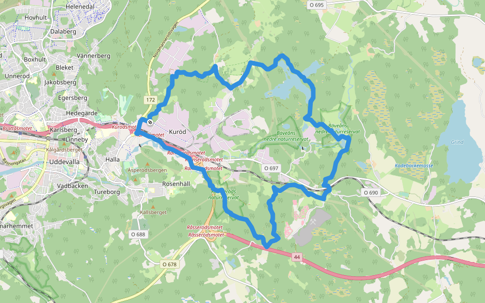 Snäckskalstriangeln walking route map in Uddevalla