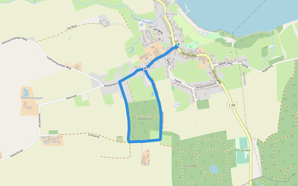 Wanderweg Tannenholzrunde walking route map in Dersau