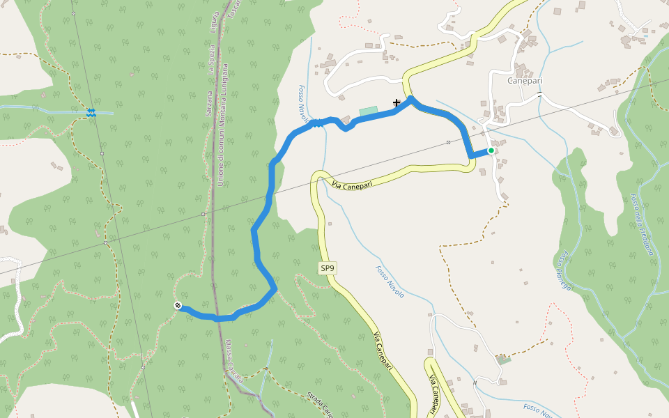 Dal 325 al 288 Canepari walking route map in Canepari