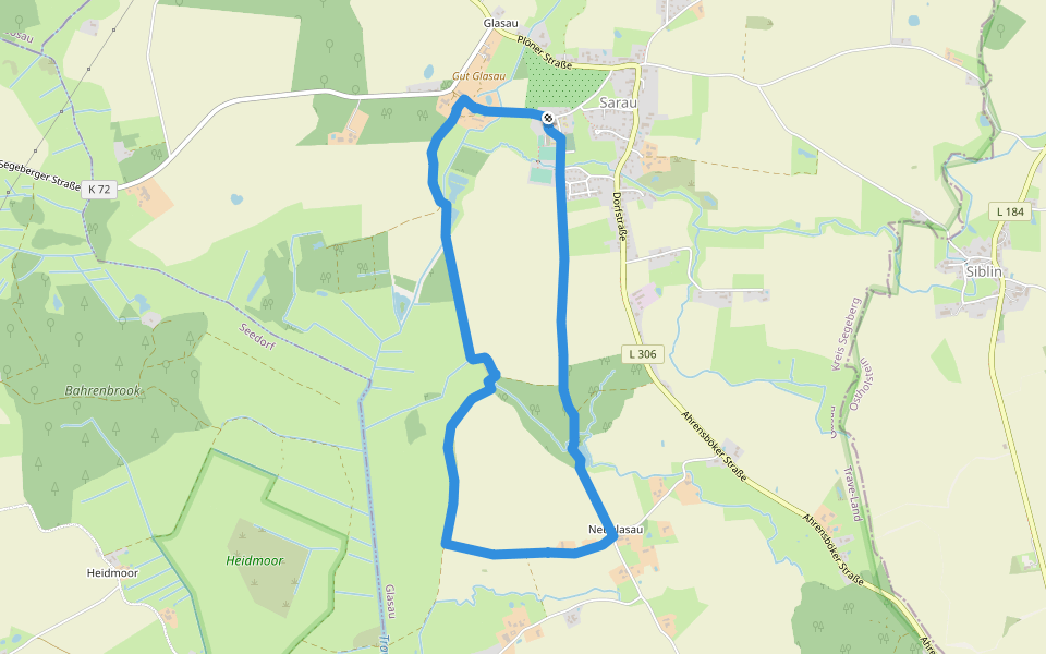 Rundweg Glasauer Travetal walking route map in Glasau