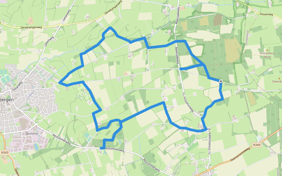 WNW Twente - Baasdam/Vasserheide - paarse route walking route map in Haarle Gem Tubbergen