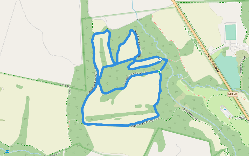 Greenburg Challenge Loop walking route map in Poolesville