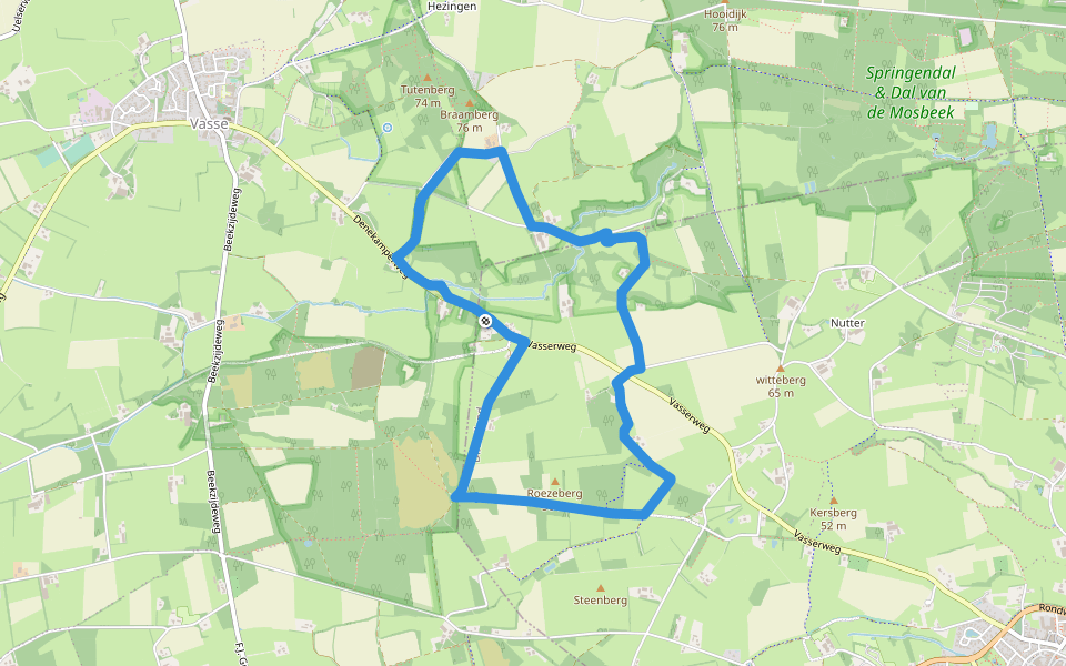 WNW Twente - Hazelbekke - rode route walking route map in Nutter