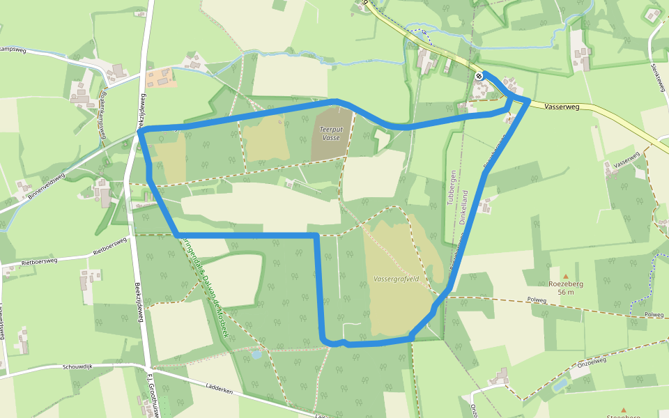 WNW Twente - Hazelbekke - blauwe route walking route map in Nutter