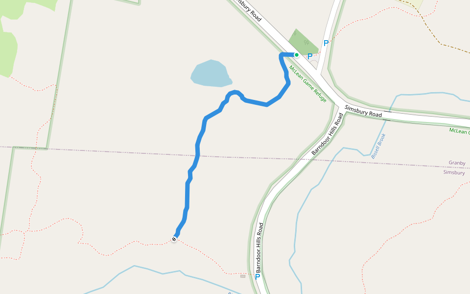 Firetown Purple Trail walking route map in Granby