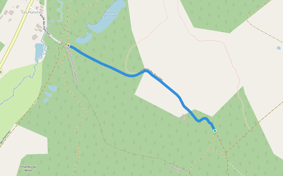 Liaison walking route map in Saint-Germain-du-Salembre