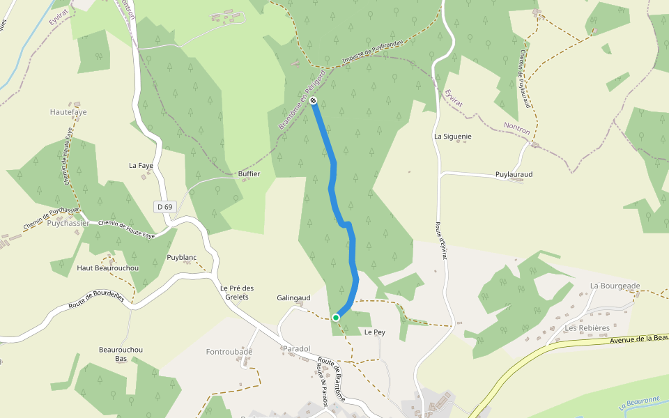Liaison Agonac-Eyvirat walking route map in Agonac