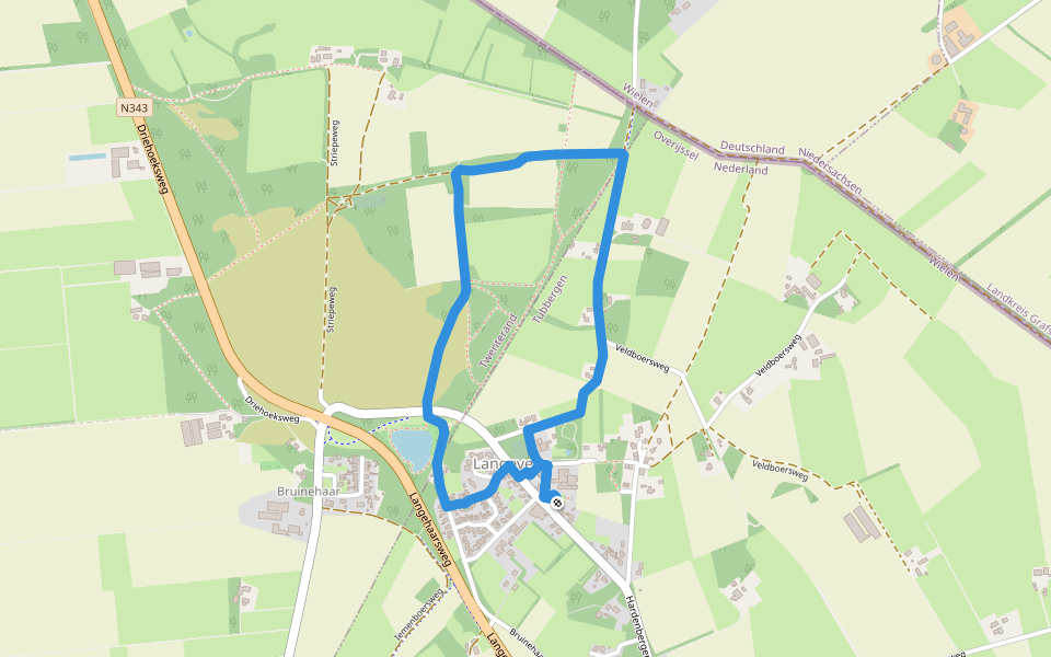 WNW Twente - Langeveen - rode route walking route map in Langeveen