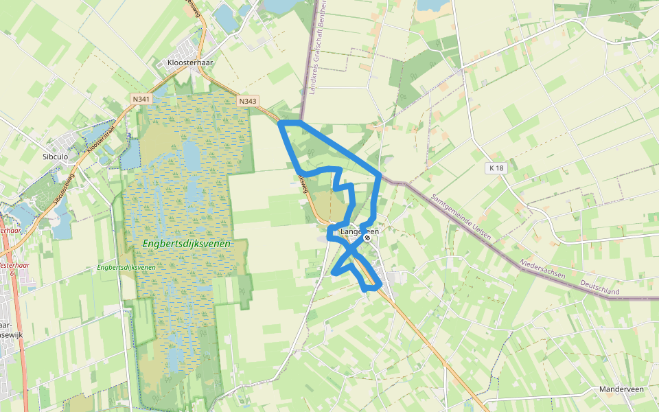 WNW Twente -Langeveen -paarse route walking route map in Langeveen