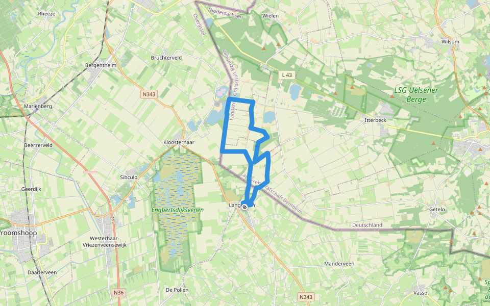 WNW Twente -Langeveen -groene route walking route map in Langeveen