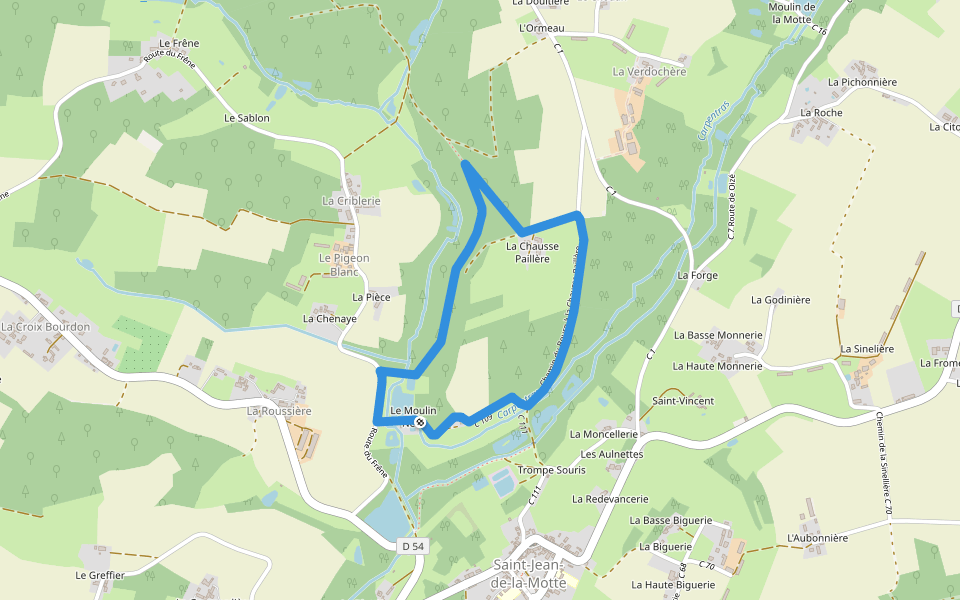 sentier botanique de Saint-Jean-de-la-Motte walking route map in Saint-Jean-de-la-Motte