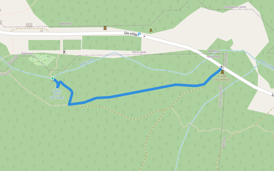 Sás-völgyi tanösvény walking route map in Hetvehely