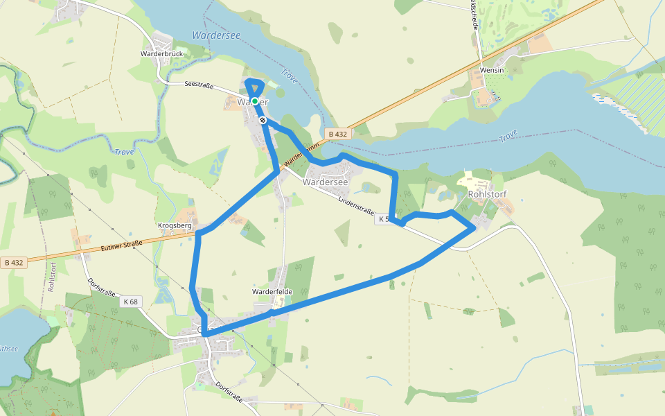 Rundweg Quaal-Wardersee walking route map in Rohlstorf