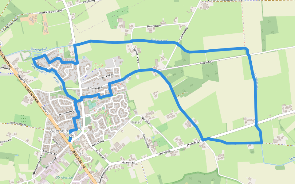 WNW Twente- Weerselo - rode route walking route map in Weerselo
