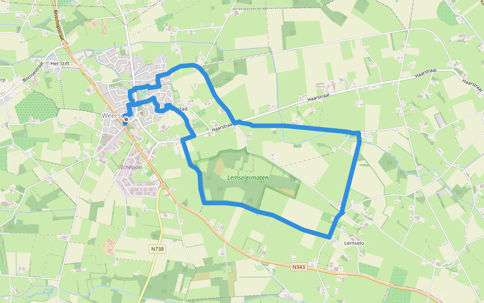 WNW Twente- Lemselo/Weerselo - blauwe route walking route map in Weerselo