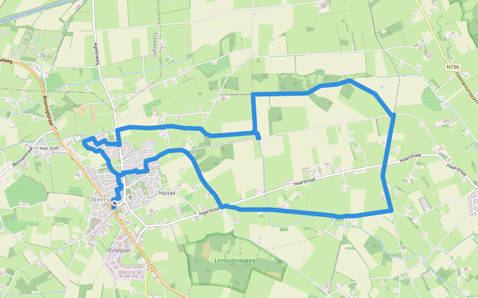 WNW Twente- Weerselo - gele route walking route map in Weerselo