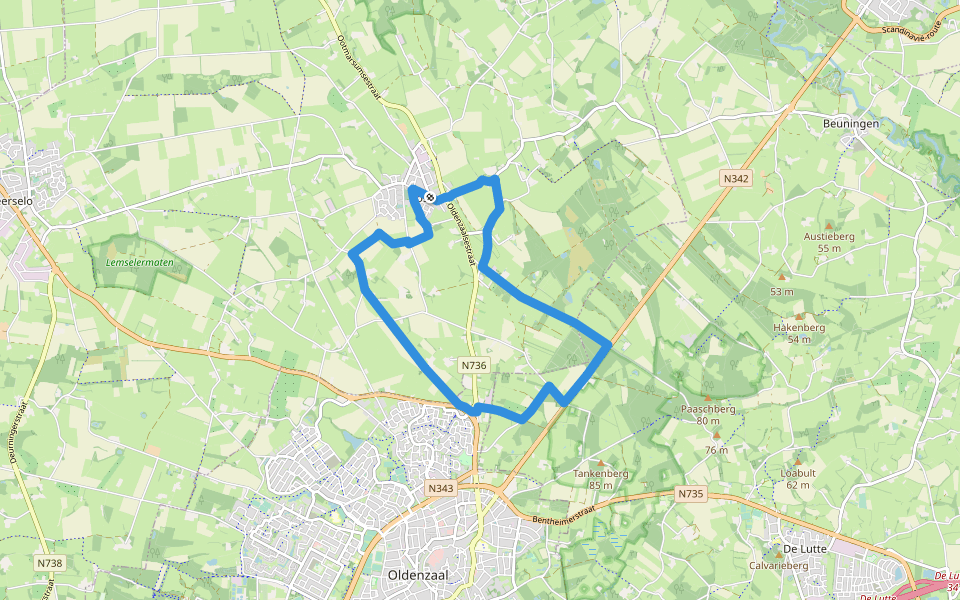 WNW Twente - Rossum - paarse route walking route map in Rossum