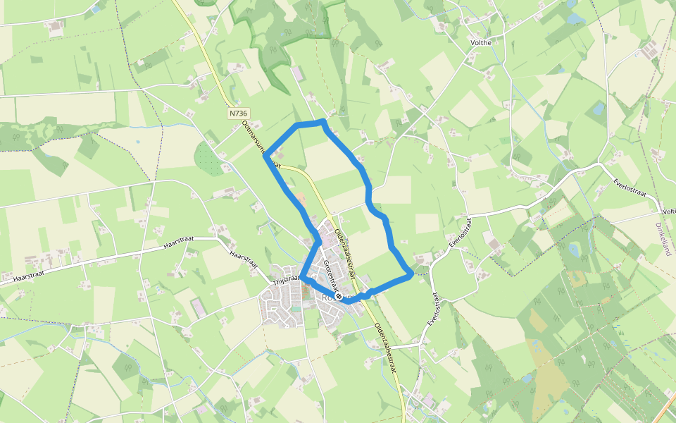 WNW Twente- Rpssum - rode route walking route map in Rossum
