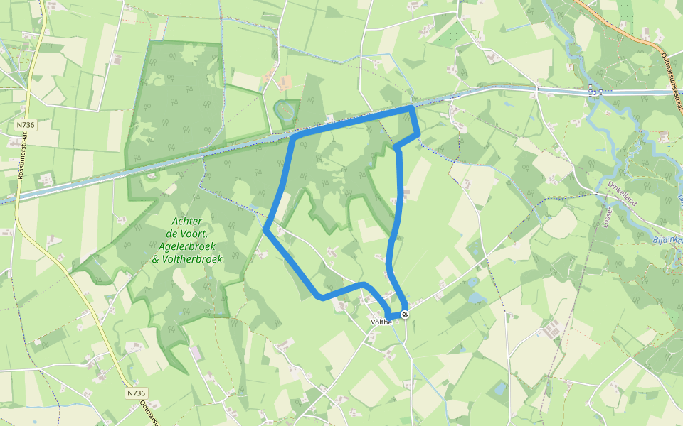 WNW Twente- Volthe - rode route walking route map in Rossum