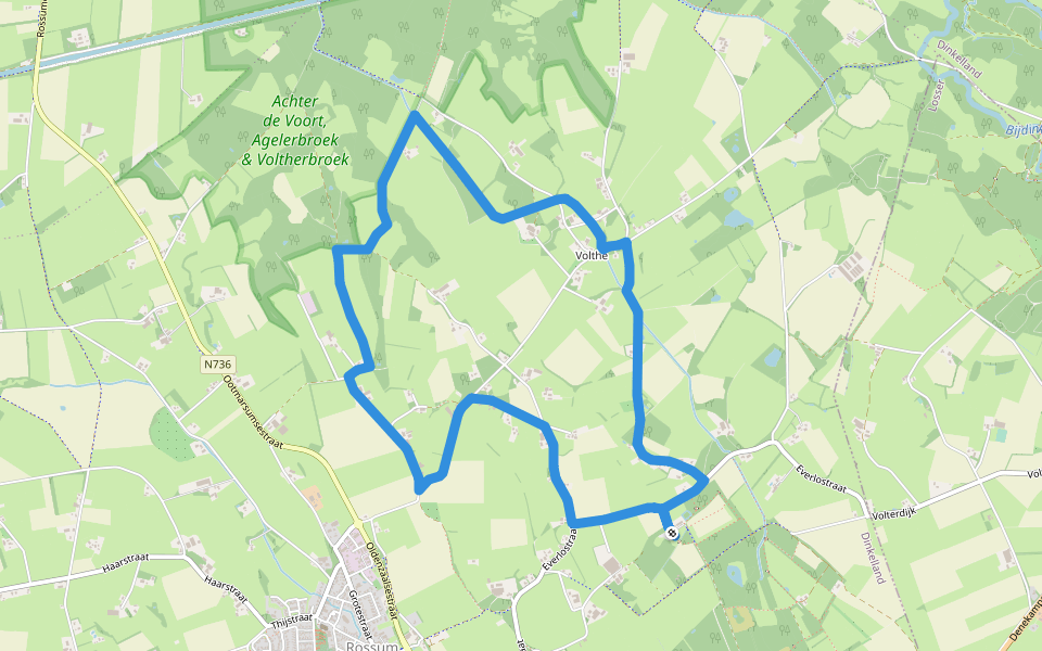 WNW Twente- Everloo/Volthe - blauwe route walking route map in Rossum