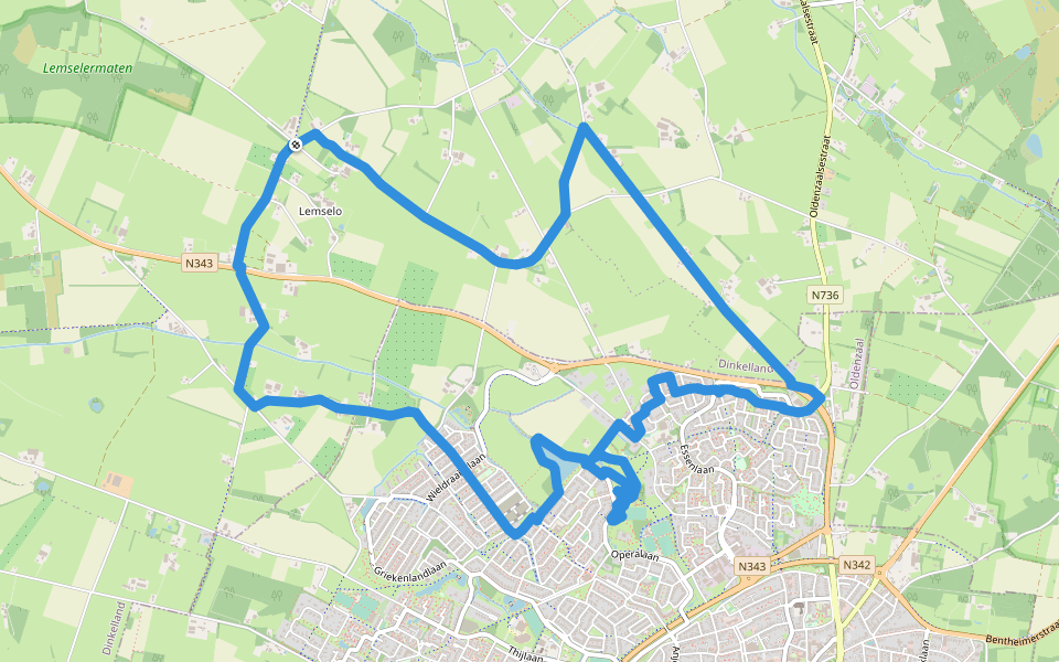 WNW Twente- Graven Es/Lemselo - groene route walking route map in Weerselo