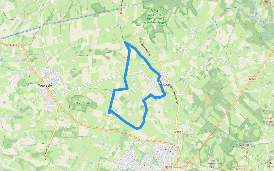WNW Twente- Lemselo/Rossum - oranje route walking route map in Rossum