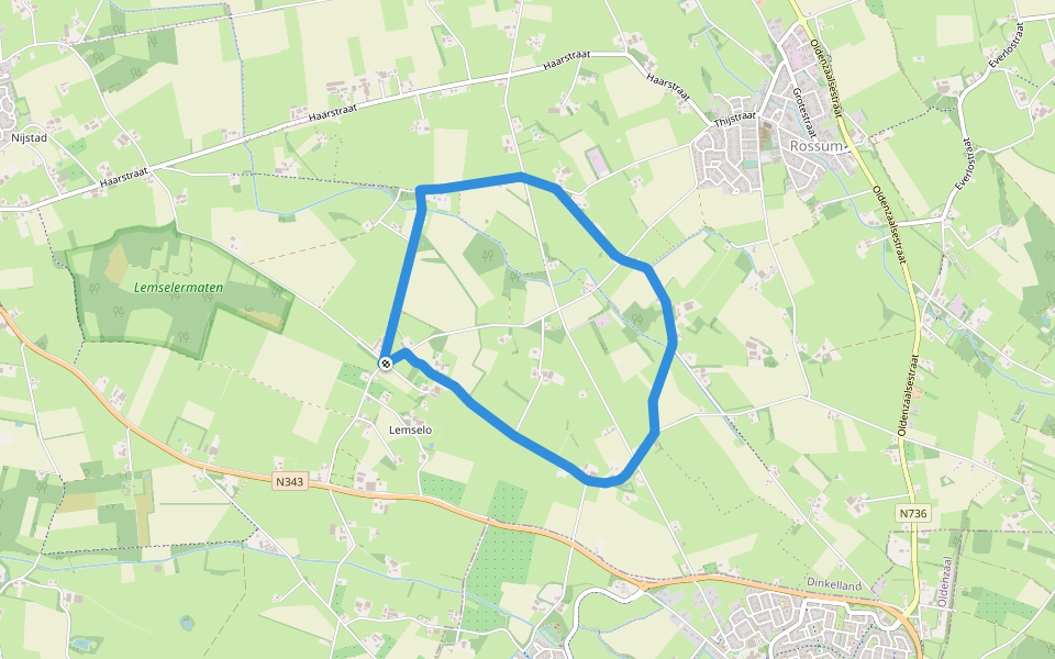 WNW Twente- Lemselo - rode route walking route map in Weerselo