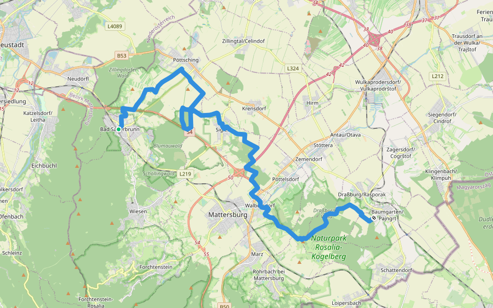 Eulenweg walking route map in Bad Sauerbrunn