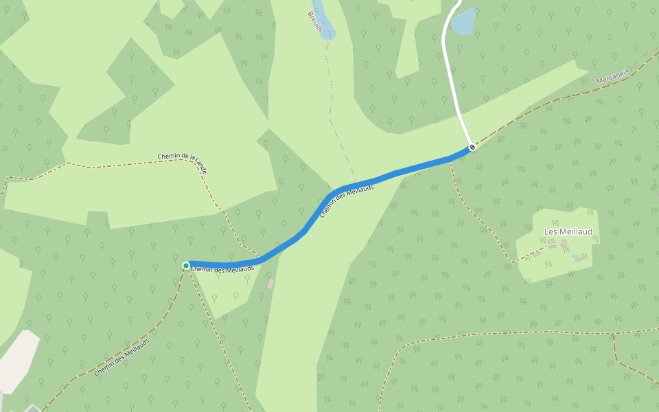Liaison Breuilh-Marsaneix walking route map in Sanilhac