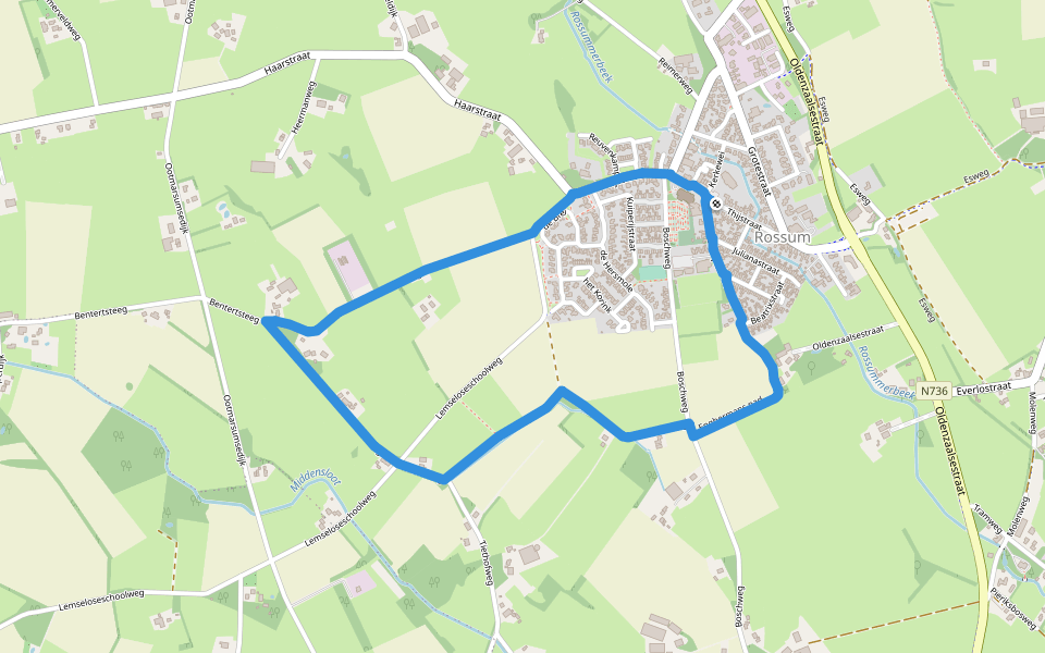 WNW Twente- Rossum - gele route walking route map in Rossum