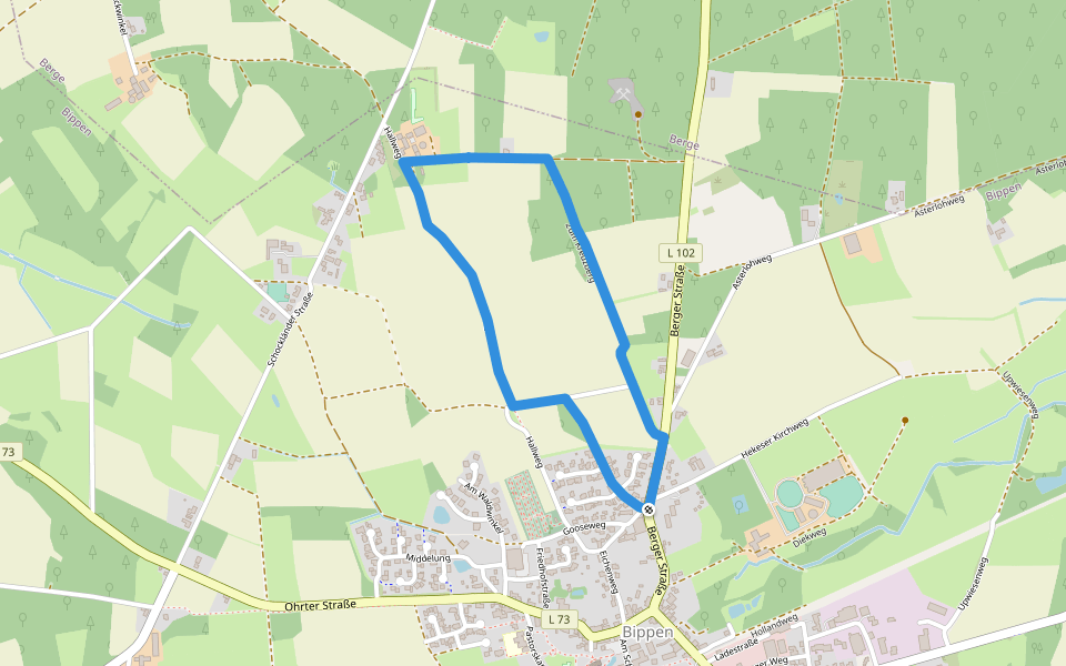 Landwirtschaft zum Anfassen walking route map in Bippen