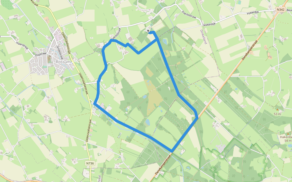 WNW Twente -Everloo - rode route walking route map in Rossum