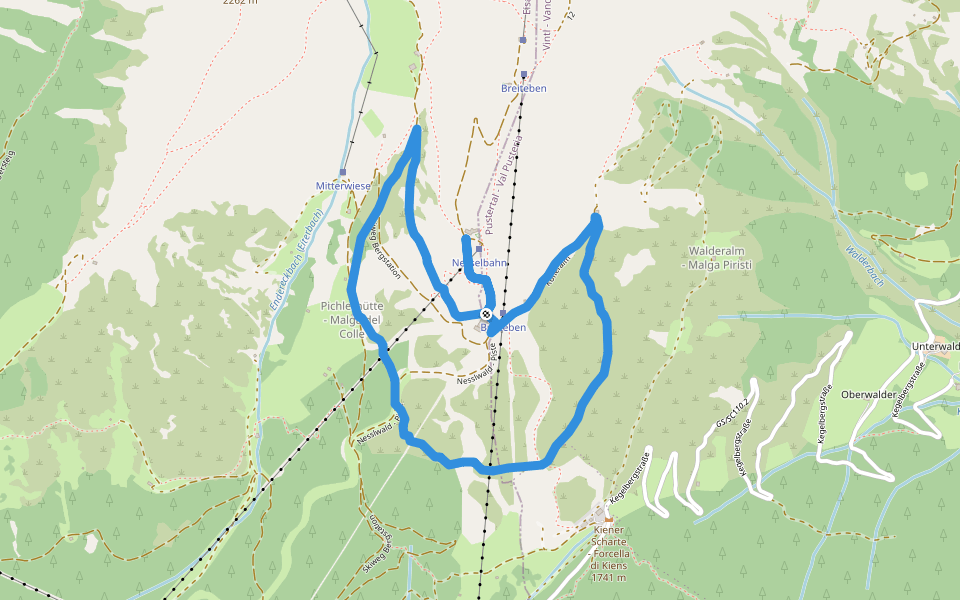 Rundweg Geißraste walking route map in Rio di Pusteria