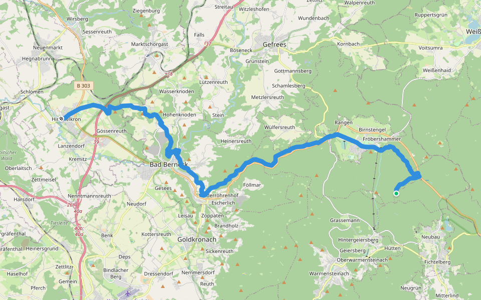 Mainweg Teil 1 walking route map in Bischofsgrüner Forst