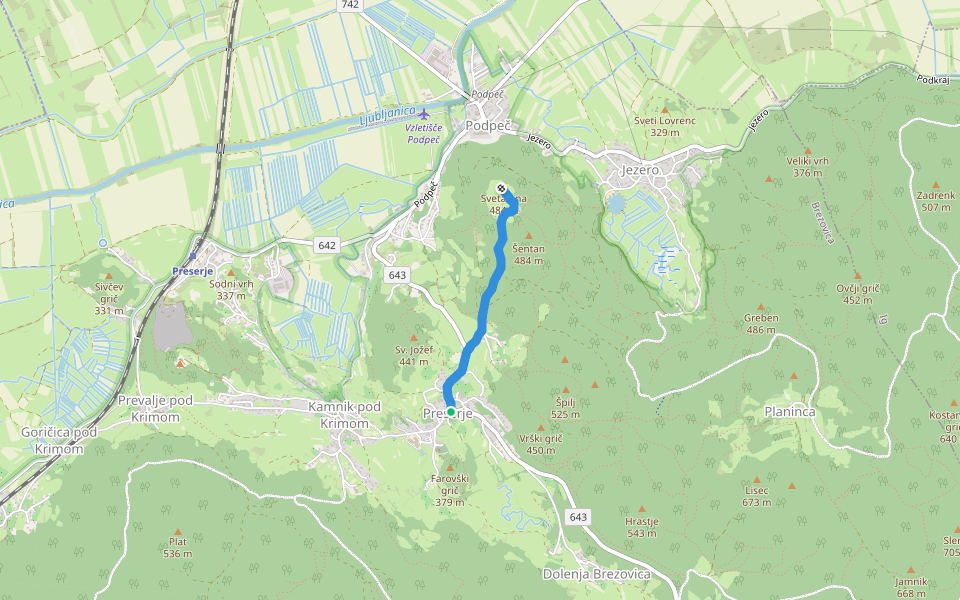 Preserje - Sv. Ana walking route map in Preserje