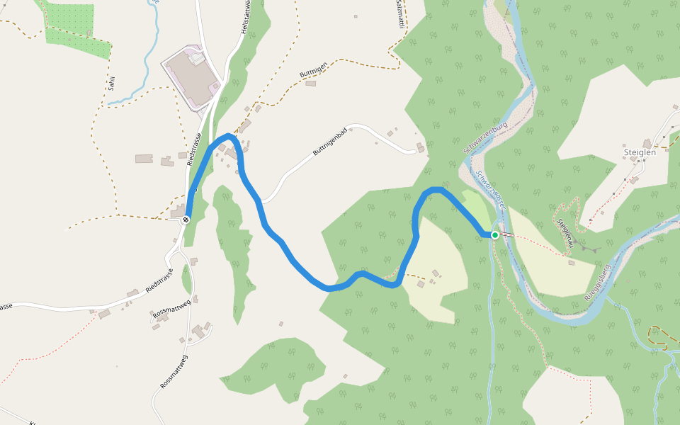 Burgbachsteg - Ried walking route map in Schwarzenburg
