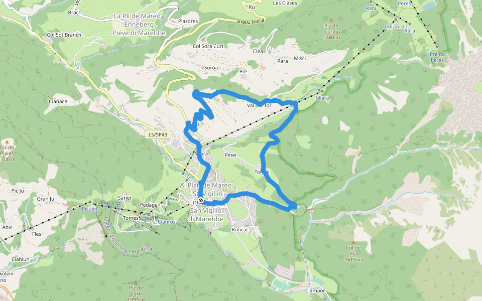 A Soredl walking route map in San Vigilio