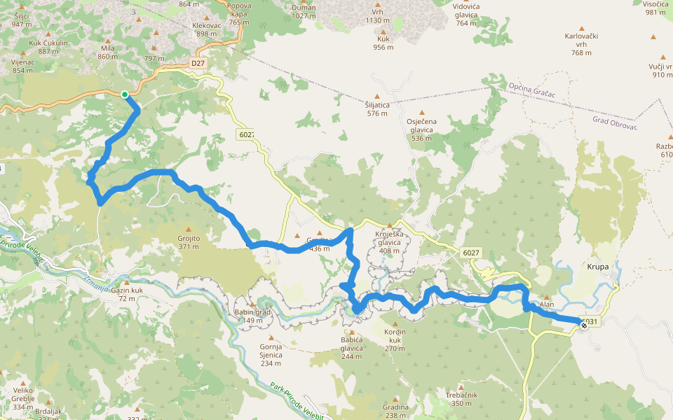 Via Adriatica #6: Prezid => Knin walking route map in Muškovci
