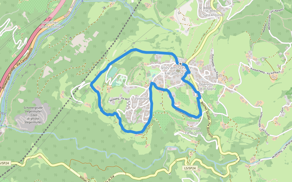 Weingartenweg walking route map in Fié allo Sciliar